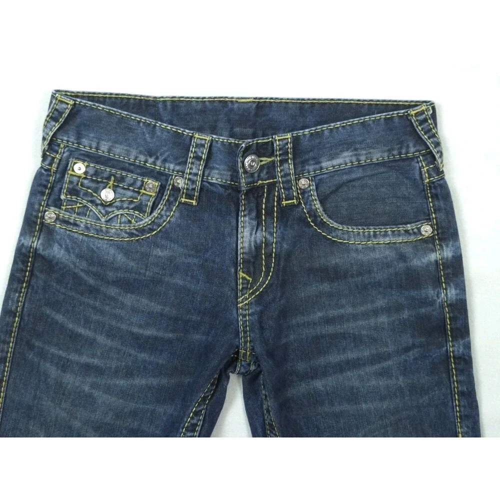 True Religion Skinny Jeans Mens 30 Gold Big T Flap Pocket Bold Stitch Y2K Rocker